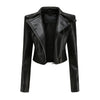 Elegant Leren Jasje met Asymmetrische Rits en Reverskraag