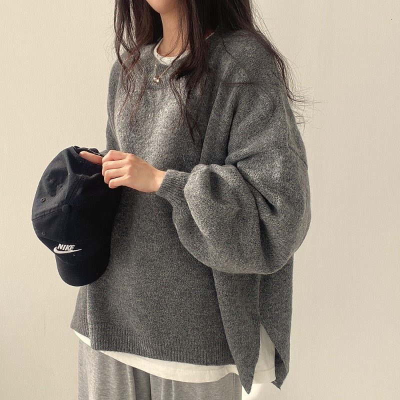 Dames Oversized Trrui met Lantaarnmouwen en Ronde Hals