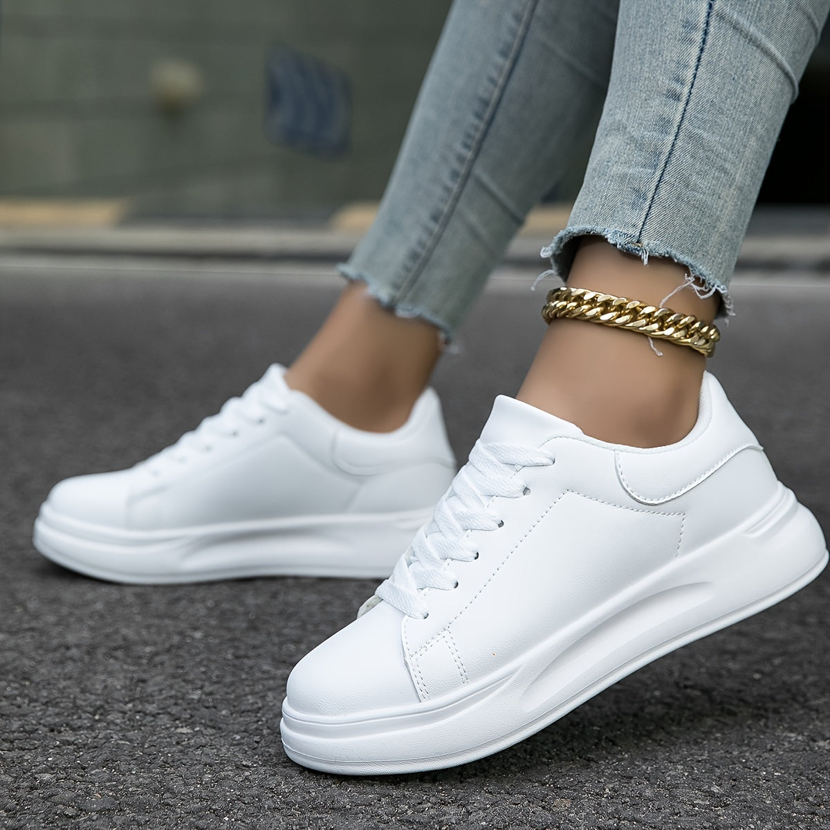 Dames Platform Sneakers – Comfortabele Casual Veterschoenen