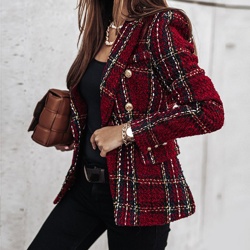 Geruite Blazer met Klassieke Pasvorm