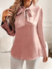 Elegante Blouse met Schleifenkragen | Luxe Polyester | Vrouwelijke Stijl-mezamstore.nl