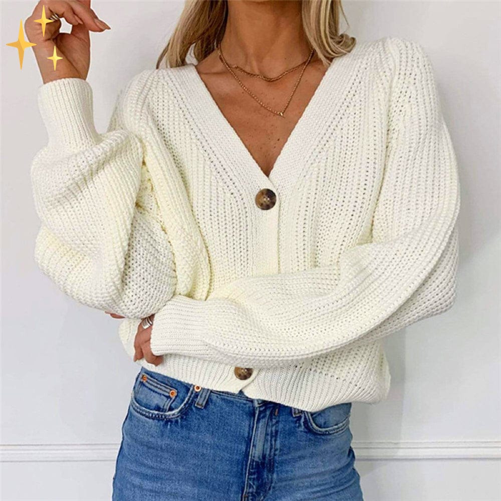 Oversized Strickcardigan met V-Ausschnitt en Knoppen voor Stijl en Comfort-mezamstore.nl