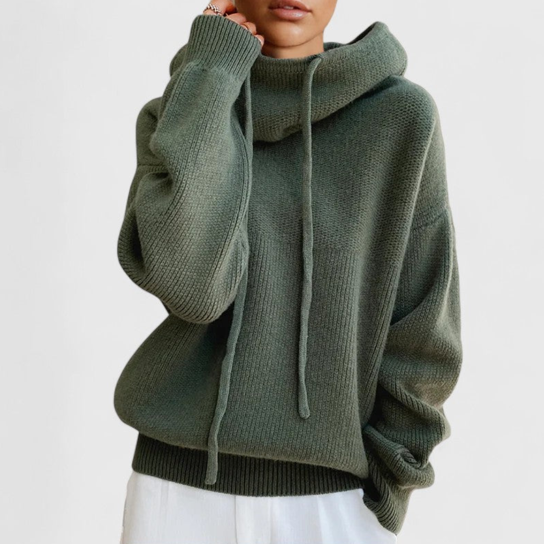Dames Gebreide Hoodie Sweater met Capuchon Casual