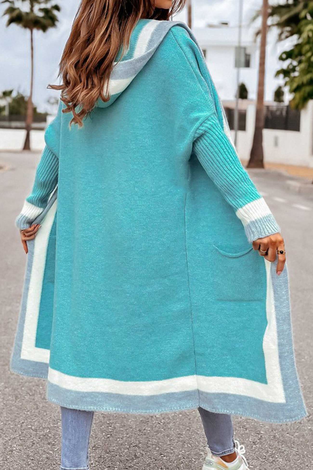 Hoodie Cardigan met Contrastdesign voor de Herfst-mezamstore.nl