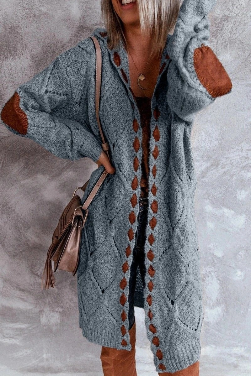 Lang Grof Gebreid Dames Vest met Capuchon – Oversized