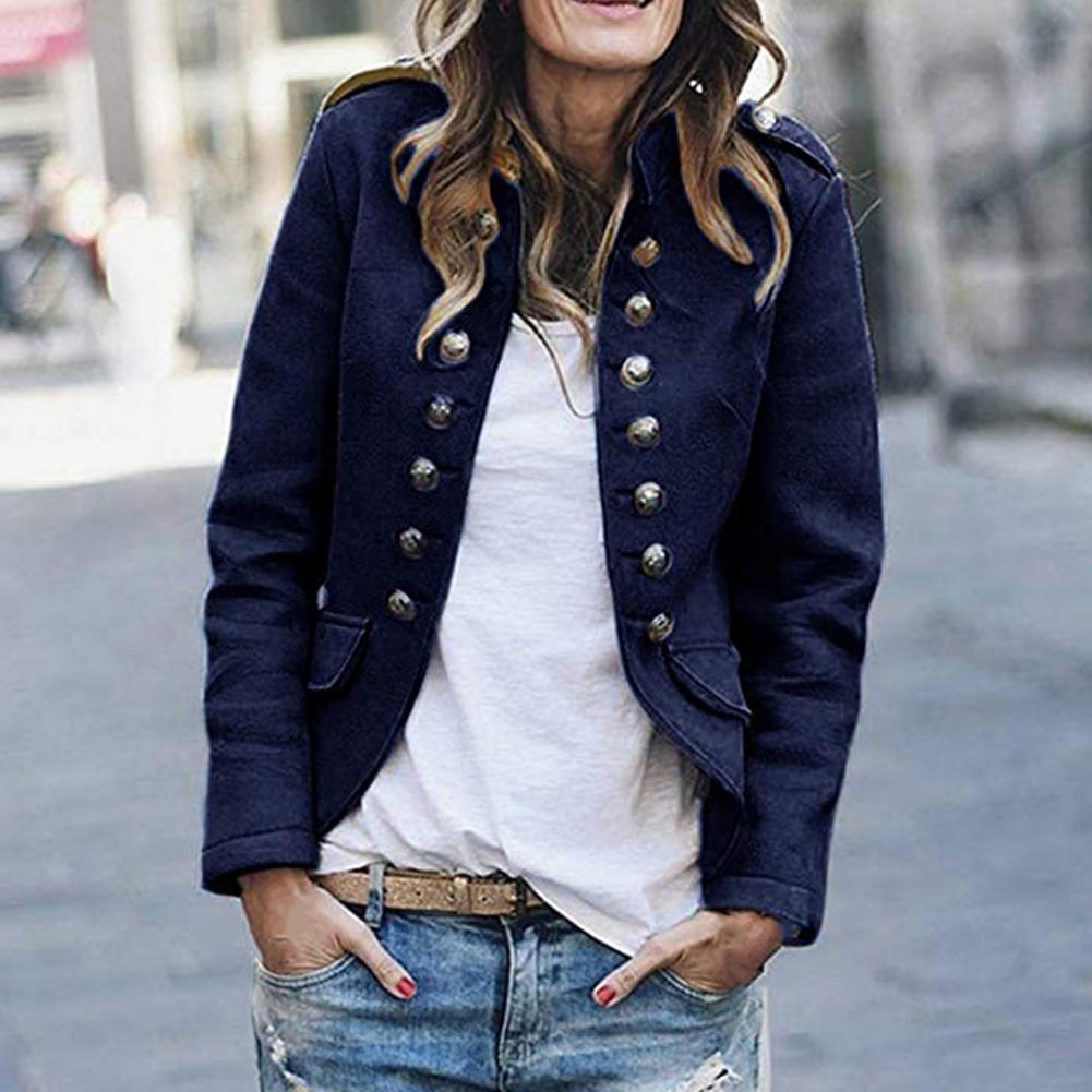 Getailleerde Damesblazer met Decoratieve Knoopsluiting – Stijlvol voor Casual en Kantoor