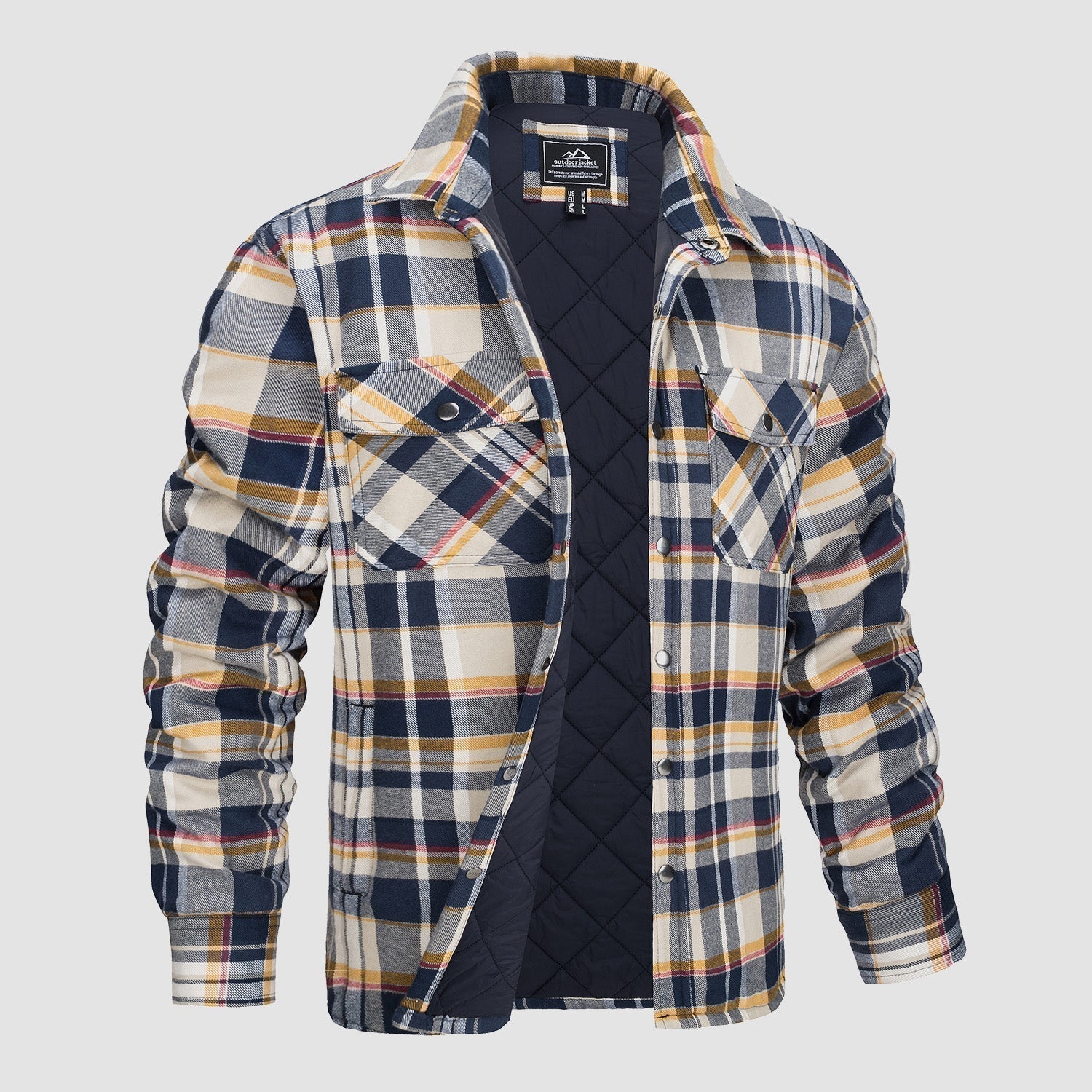 Geruite Jas met Klassieke en Comfortabele Stijl