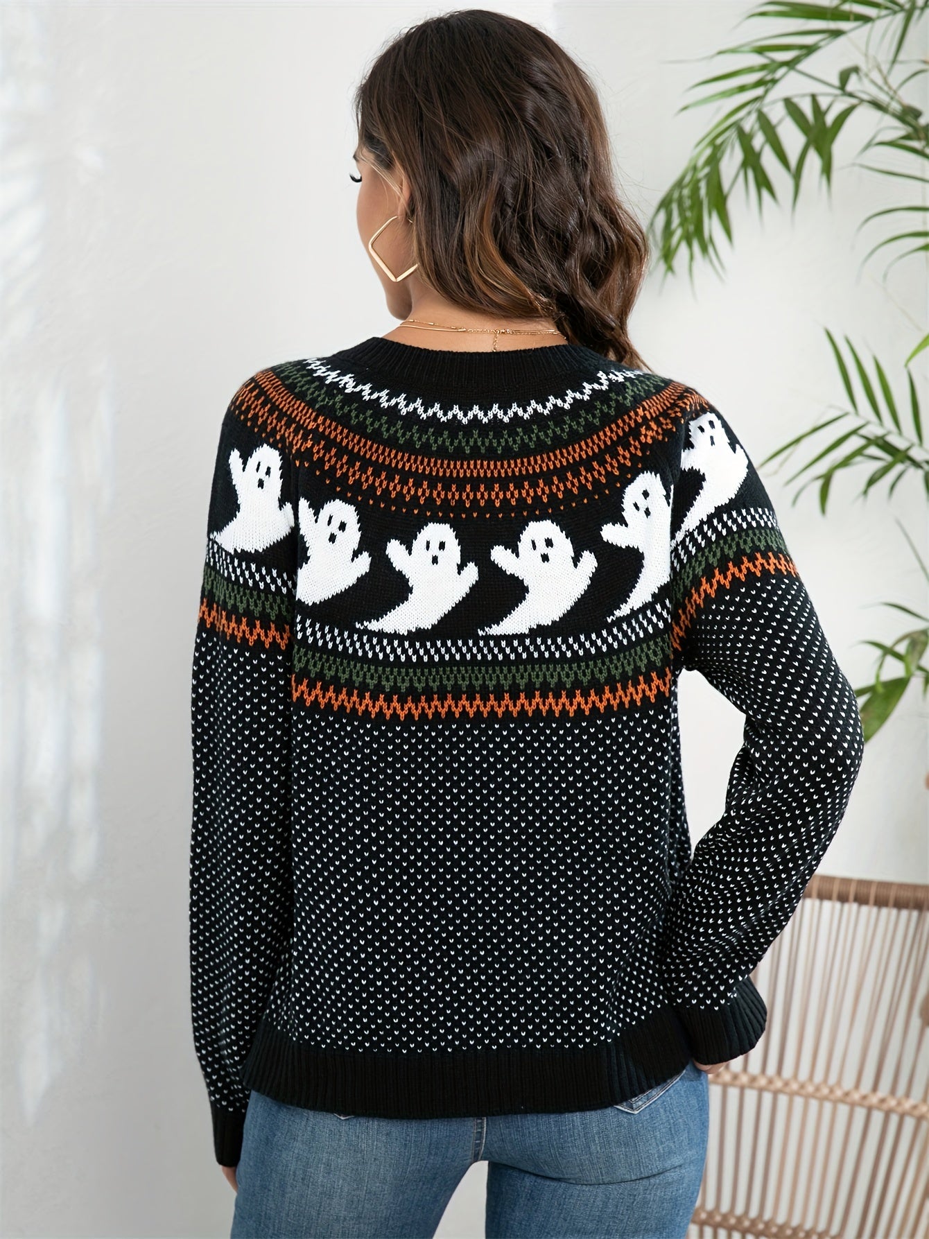 Halloween Strickjacke met Geistermotief - Comfortabel en Stijlvol-mezamstore.nl
