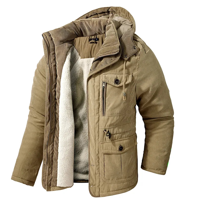 Warme Heren Winterjas met Capuchon en Praktische Zakken