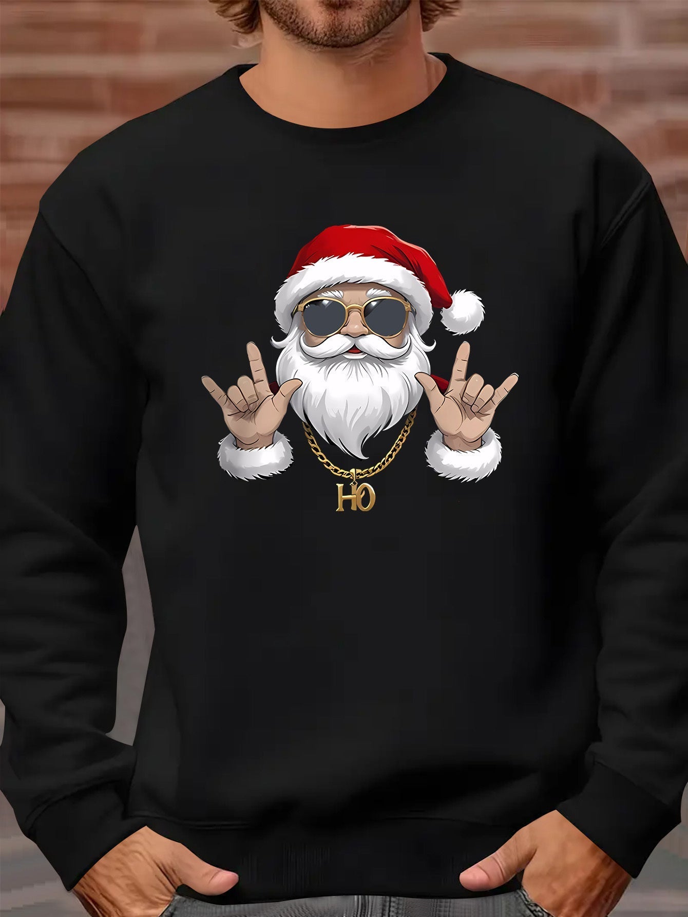 Heren Kersttrui met Santa Print – Comfortabele Winter Sweater