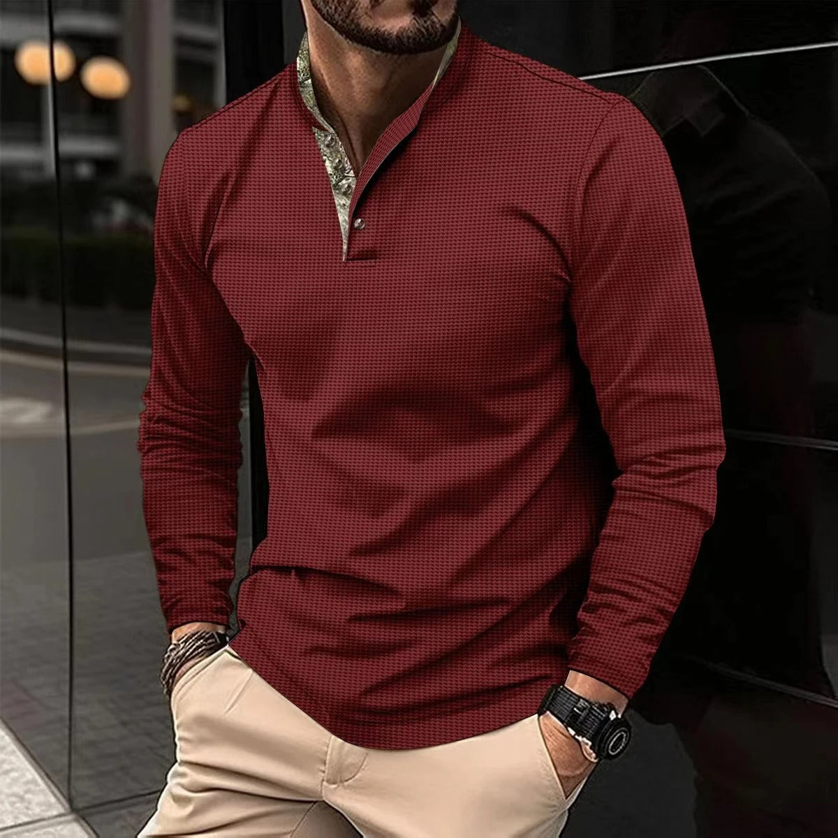 Stijlvolle longsleeve polo met gekleurde details voor heren