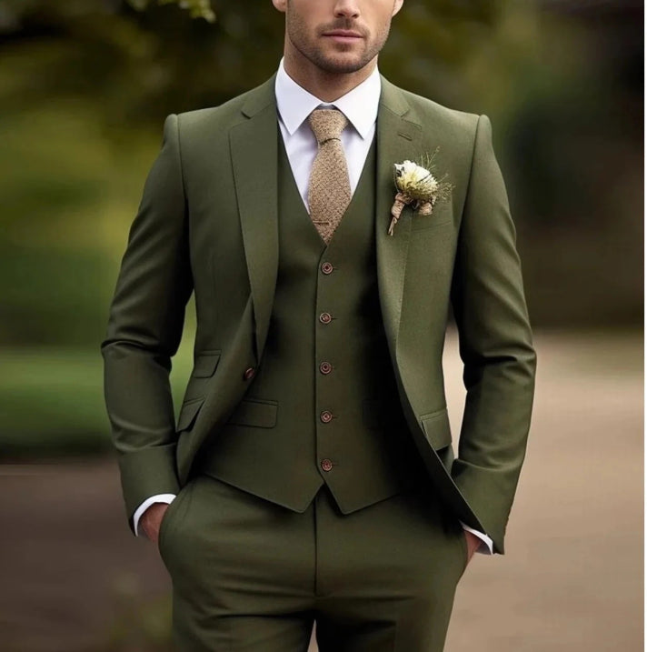 Heren 3-delig Slim Fit Pak – Klassiek Bruiloftspak met Gilet