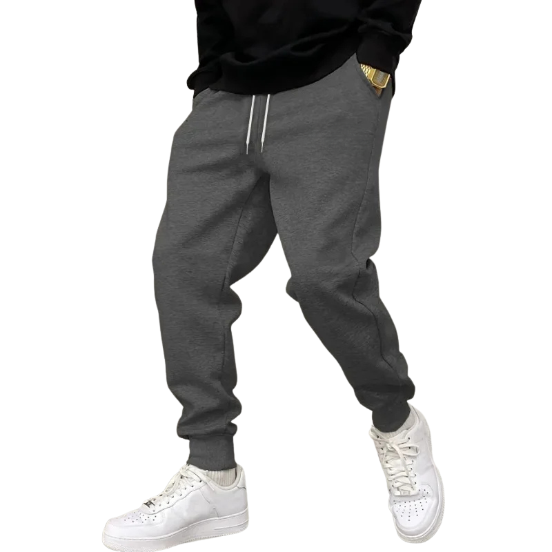 Heren joggingbroek slim fit met elastische tailleband en koord, zijzakken, sportieve trainingsbroek