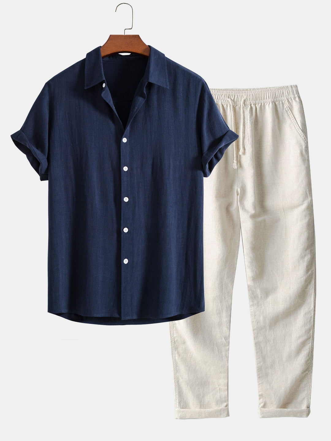 Heren Zomerset Tweedelig Korte Mouw Rechte Broek Casual Fit