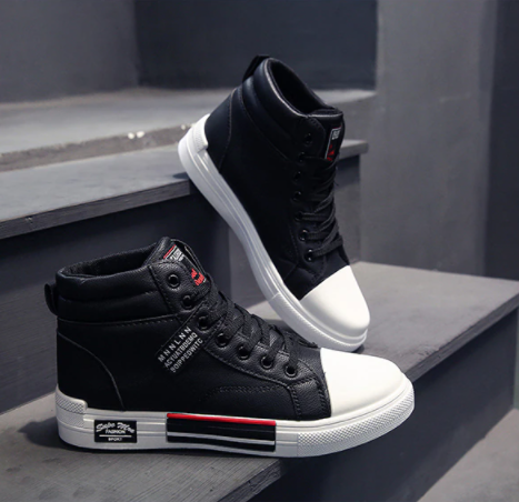 Moderne Hoge Herensneaker Herfst Winter Comfort met Veters - Zwart/Wit