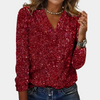 Glitter Top Dames met Pailletten en V-Hals