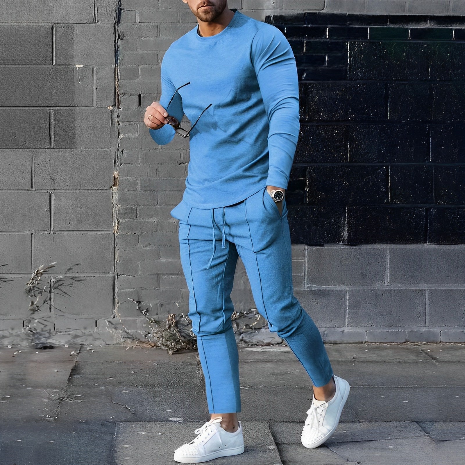 Heren Tweedelige Set – Moderne Casual Outfit met Comfortabele Pasvorm