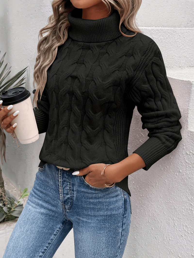 Kabelgebreide Turtleneck Trui voor Dames - Warme Winter Sweater