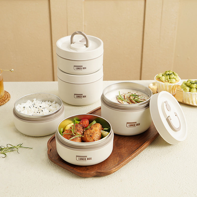Meerlagige geïsoleerde lunchbox met draagtas – Lekvrij, roestvrij staal, houdt eten urenlang warm of koud, ideaal voor school, werk en onderweg