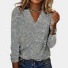 Glitter Top Dames met Pailletten en V-Hals