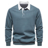 Elegant Heren Langarm Polo Shirt met Klassieke Kraag