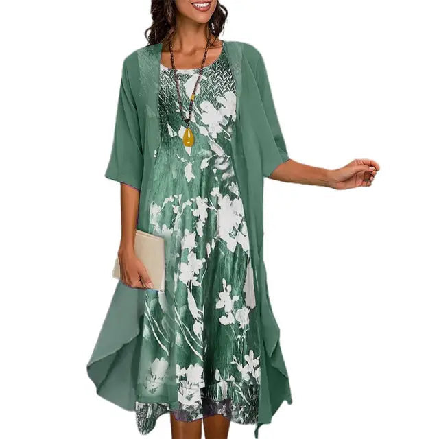 Zomerjurk Dames Bloemenprint met Blazer Elegante Set Dames