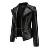 Elegant Leren Jasje met Asymmetrische Rits en Reverskraag