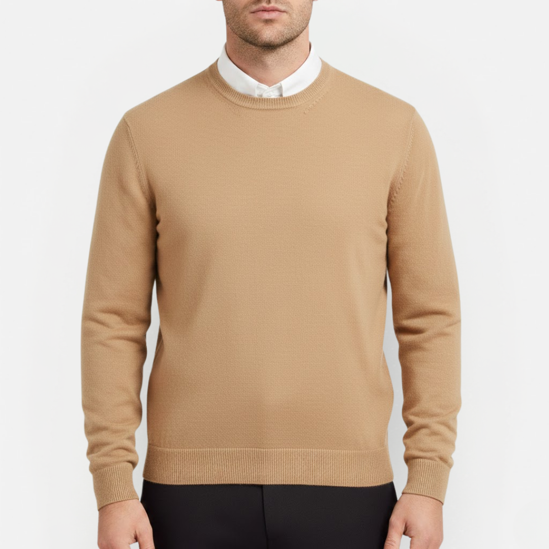 Heren Minimalistische Trui met Ronde Hals