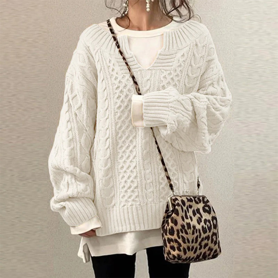 Oversized Gebreide Trui met Ronde Hals