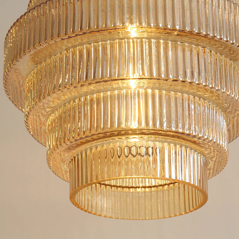 Vintage Flesvormige Hanglamp van Messing en Glas