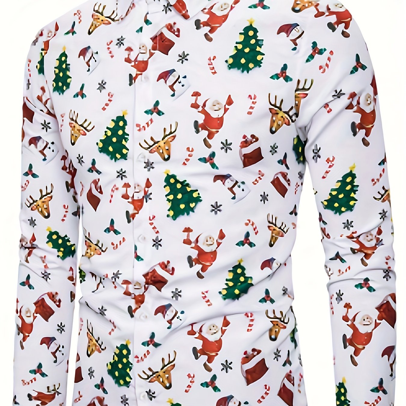 Heren Kerst Overhemd – Lange Mouwen Feestelijk Xmas Shirt