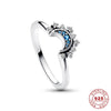 Zilveren Ring met Zon en Maan Kristallen