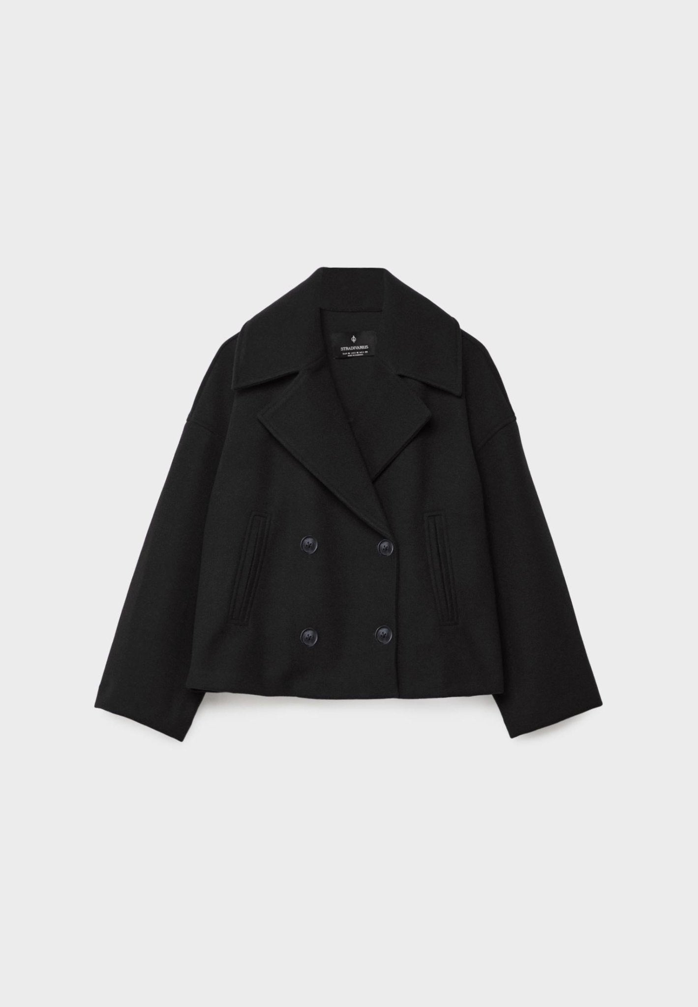 Korte Dubbellaagse Jas met Moderne Snit en Elegantie