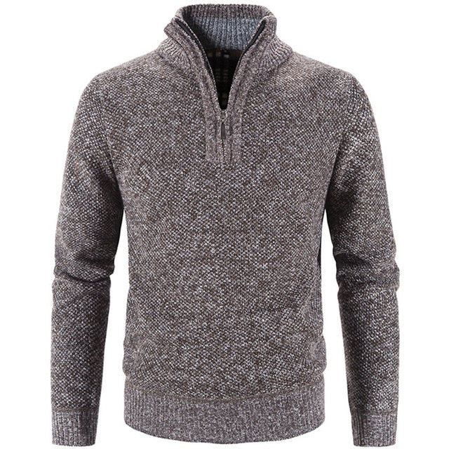 Warm herenvest met halve rits en halfhoge col