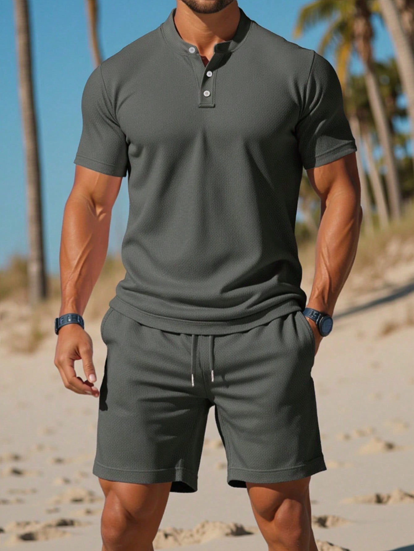 Heren Zomerset met Henley Top en Sportshorts – Ademend en Stijlvol