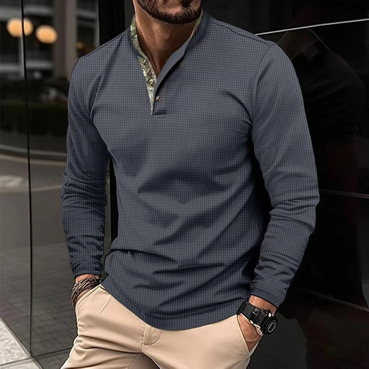 Stijlvolle longsleeve polo met gekleurde details voor heren