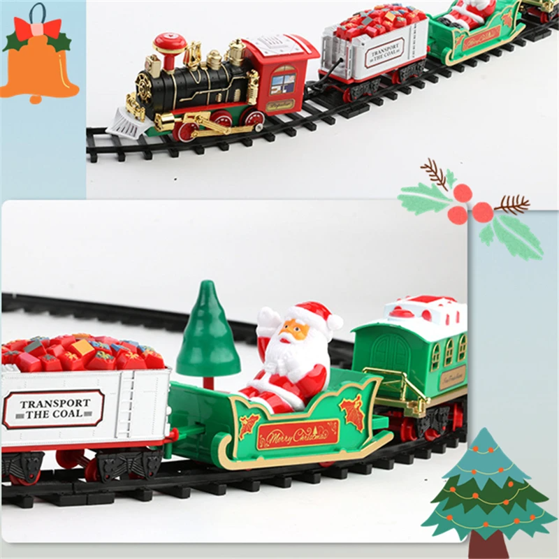 FestiTrain - Batterijgevoede Kersttreinset – Met Licht en Geluid voor Kinderen en Feestdecoratie-mezamstore.nl