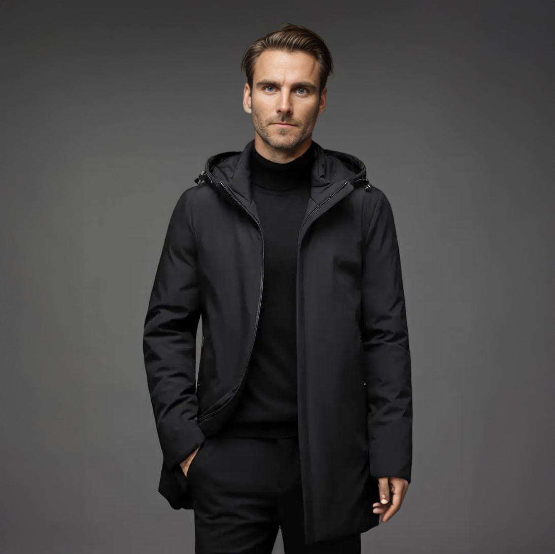 Moderne Winterjas voor Heren met Capuchon en Slim Fit Design