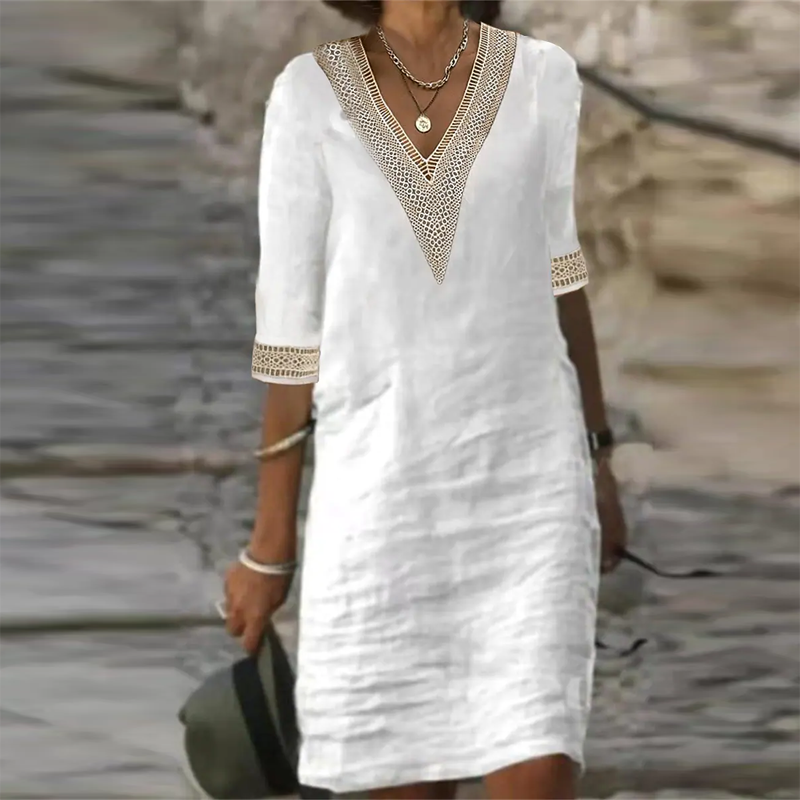 Zomerjurk Dames Luchtige Pasvorm Elegante Casual Look Dames