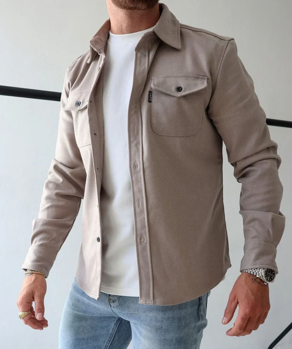 Heren Overshirt met Borstzakken – Casual Lichtgewicht Lange Mouwen
