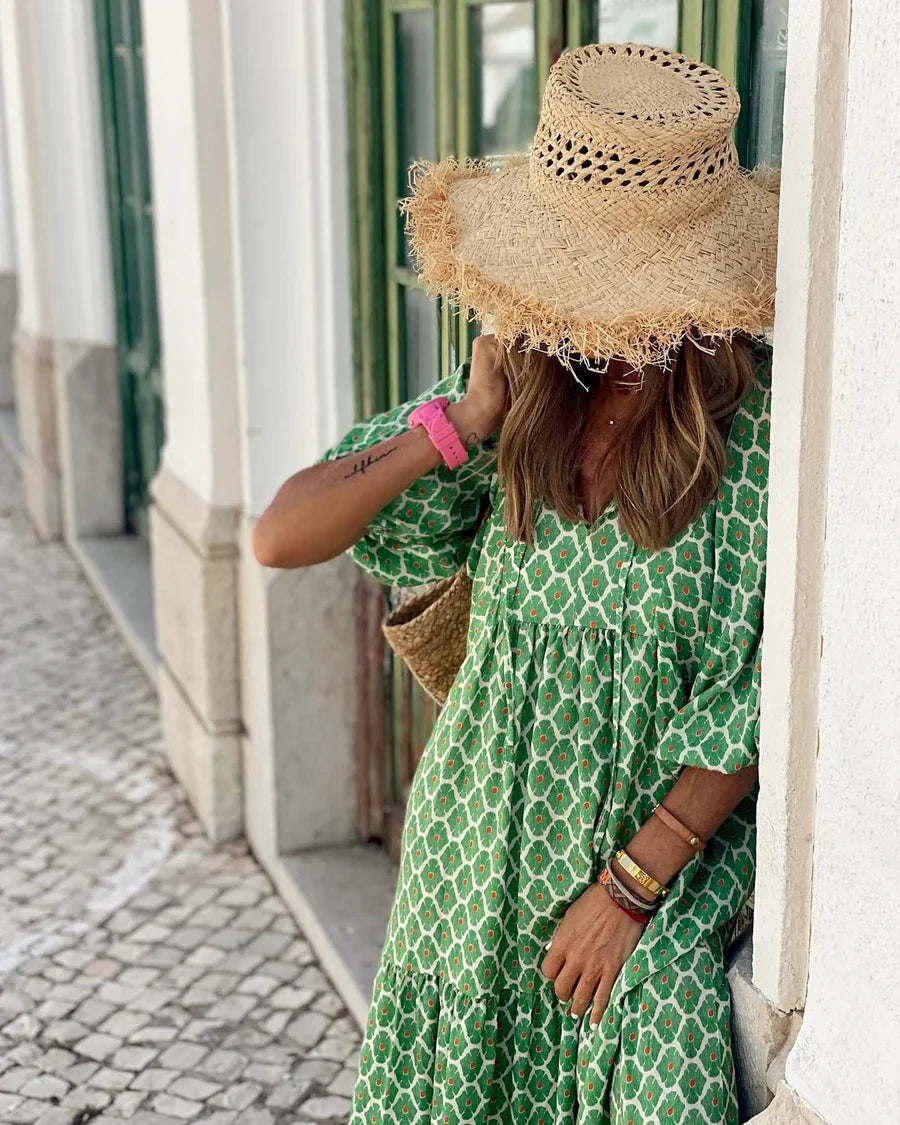 Maxi Jurk Dames V Hals Luchtige Pasvorm Flatterende Look Dames