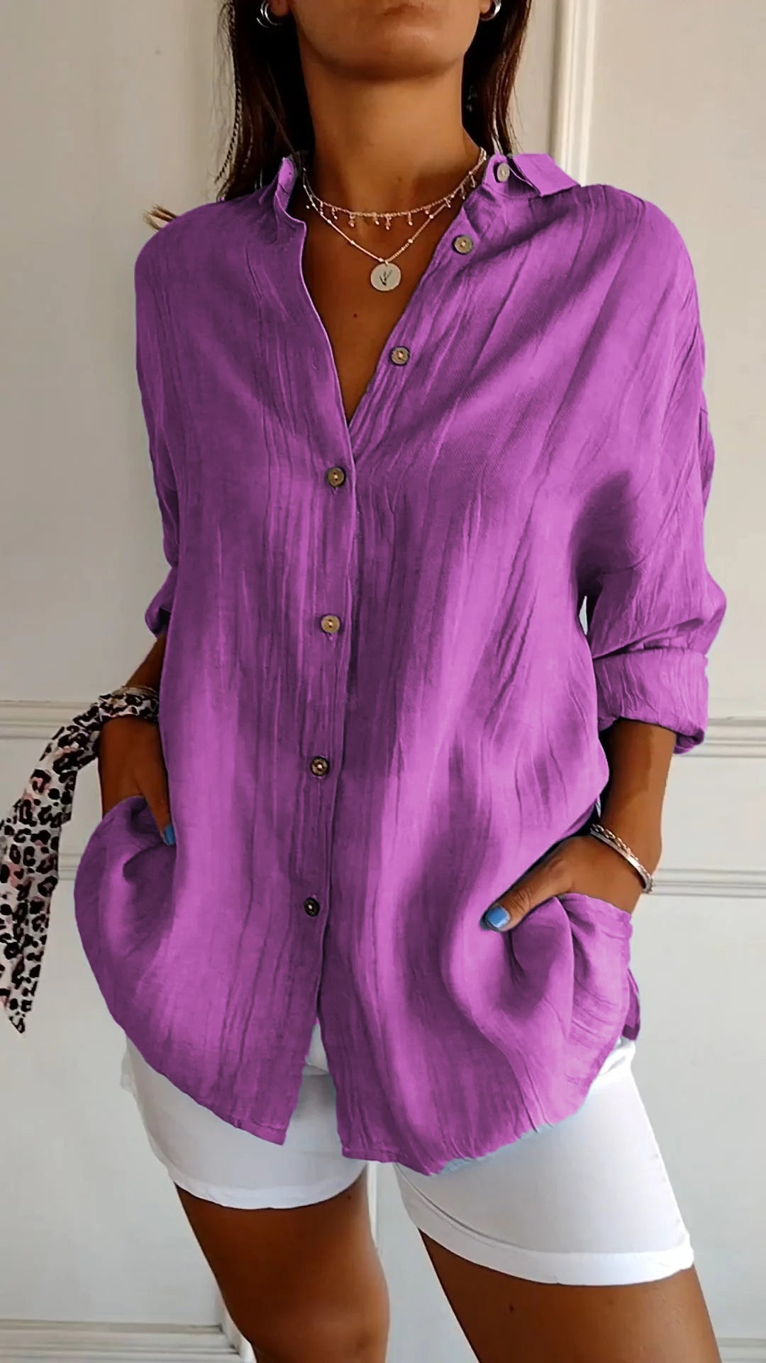 Elegant dames shirt met plooidetail en comfortabele pasvorm