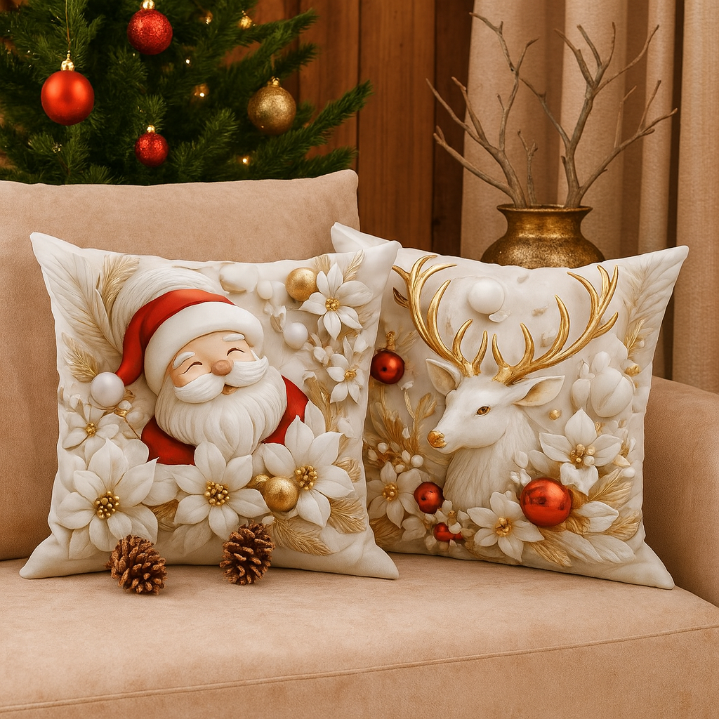 Kerst Kussenhoes – Decoratieve Winter Hoes met Feestelijke Prints