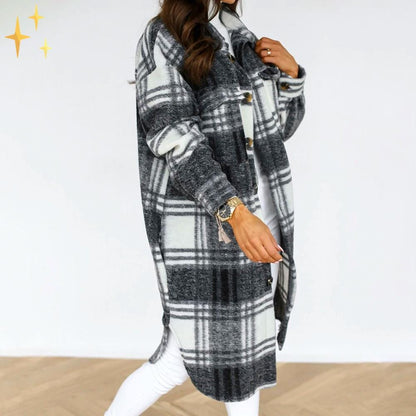 Luchtige Midi-Jacke met Karo-Print voor de Lente-mezamstore.nl