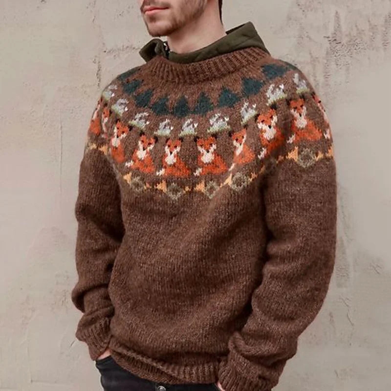 RusticCrew – Stijlvolle Sweater met Rustiek Patroon en Crewneck-mezamstore.nl