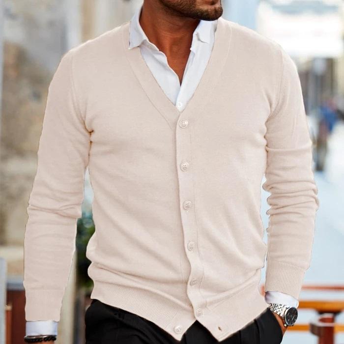 Heren Cardigan met V-Hals en Knopen - Stijlvol en Comfortabel