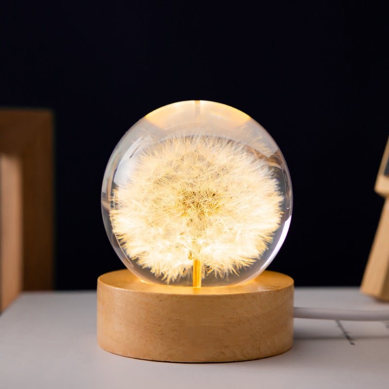 3D Kristallen Bloemenlamp met USB en Hars Design