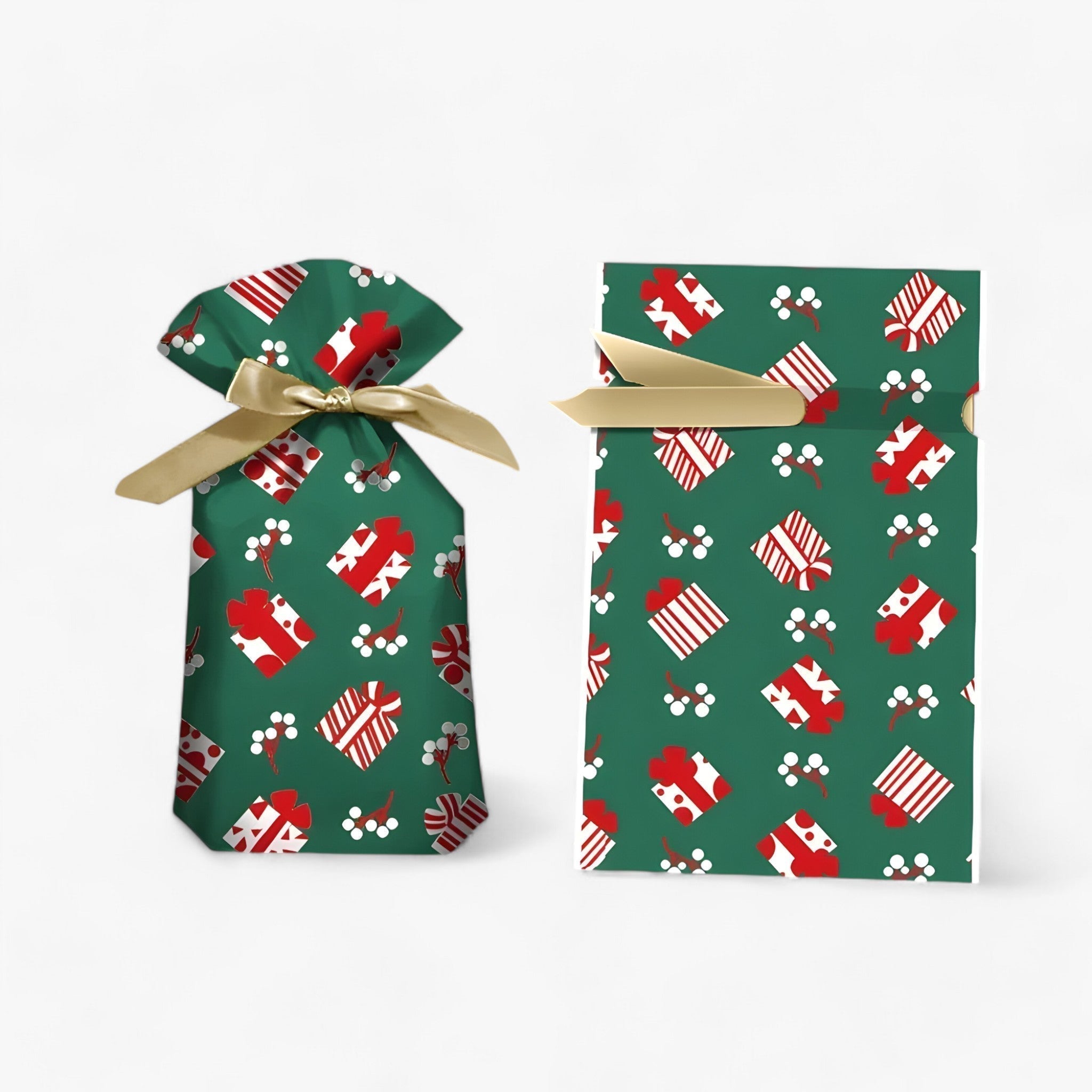 Kerst Cadeauzakjes met Strik – Decoratieve Zakjes voor Gift Packaging