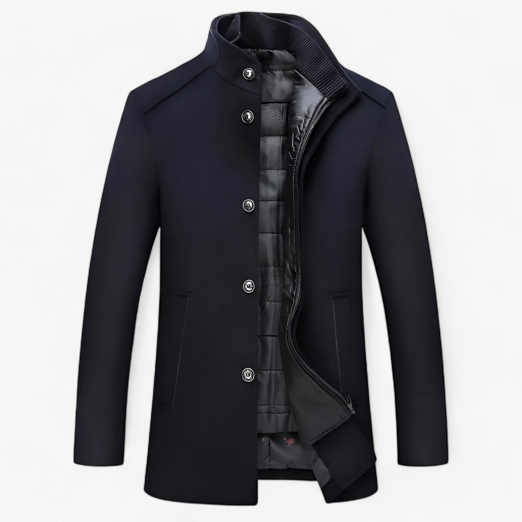 Heren Winterjas – Klassiek en Elegant met Hoge Kraag