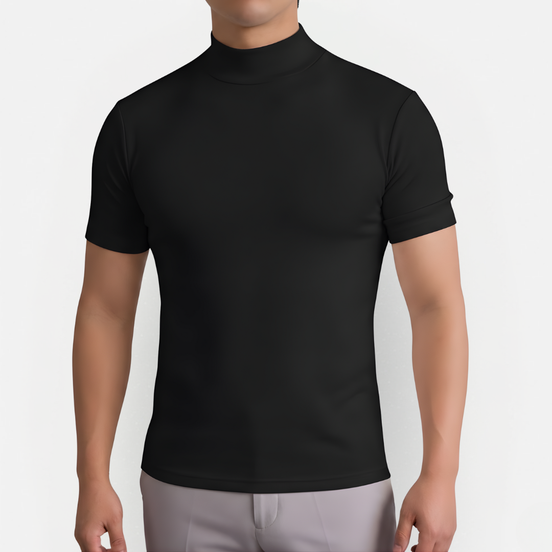 Heren Slim Fit T-Shirt Hoge Kraag – Modern & Comfort
